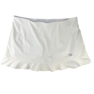 WILSON White Flounce Hem Tennis Skort Womens Built-in Shorts Athletic Skirt XL